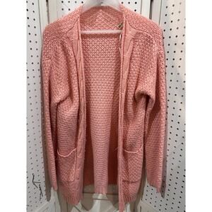 GRECELLERELLE Pink Cable Knit Open Front Cardigan Sweater Size S